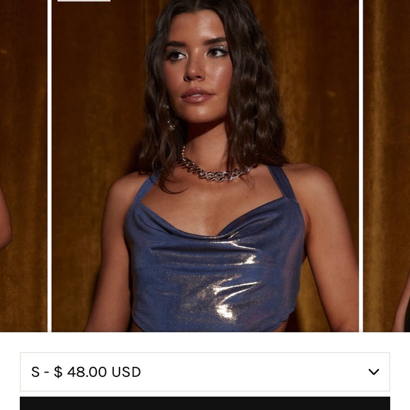 NWOT 12th tribe blue cowl neck slinky crop top FESTIVAL TOP - Picture 1 of 3